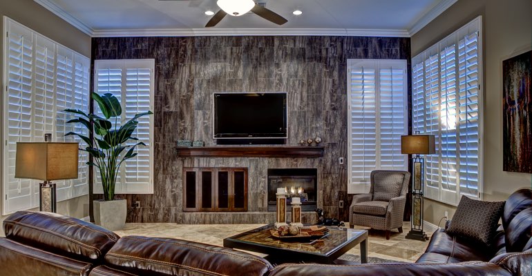 Austin living room with shutters