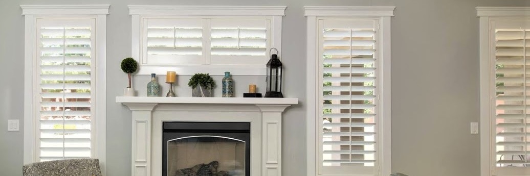 Plantation shutters in a living room