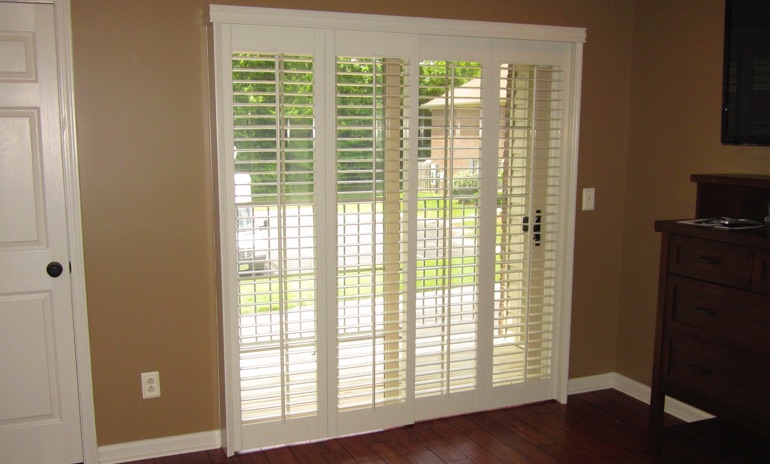 Sliding Glass Door Shutters In Austin Sunburst Tx Austin Sliding Door Bifold Shutters In Den